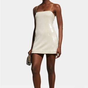 NEVER WORN Cinq à Sept Cream Sequin Mini Dress